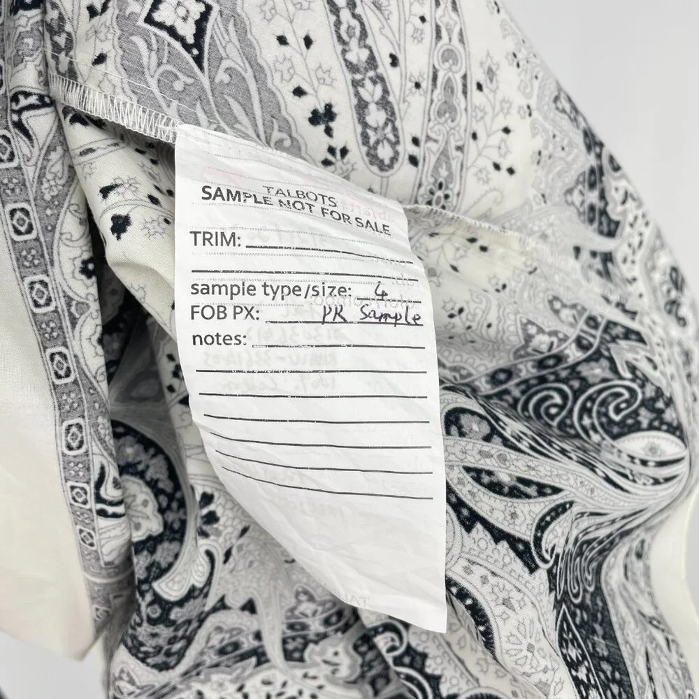 Talbots PR Sample Shirt Dress 4 (Fits 6) Black White Paisley Cotton Sleeveless - Picture 10 of 10
